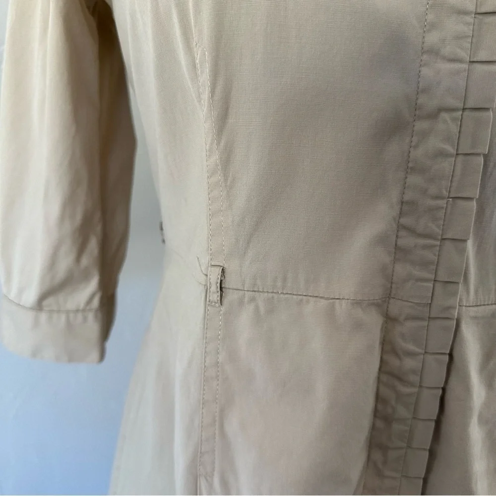 Tory Burch Tan 3/4 Sleeve Button Down Shirt Dress Size 2